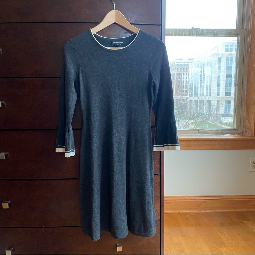 Adrienne Vittadini Sweater Dress XS Merino Wool Bell Sleeve